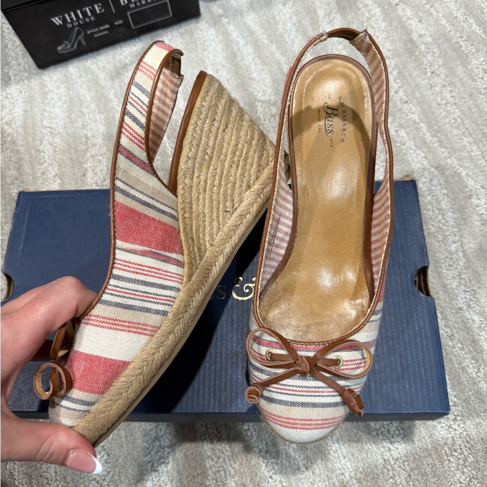 Chaps Women's Striped Espadrilles - Red and Cream
